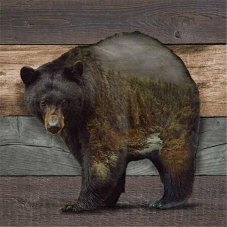 YOUNGS Wood Scenic Bear 1 Wall Plaque, Assorted Color 37246